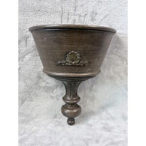 Vintage Homco Urn Wall Pocket Planter Brown Pedestal Hollywood Regency